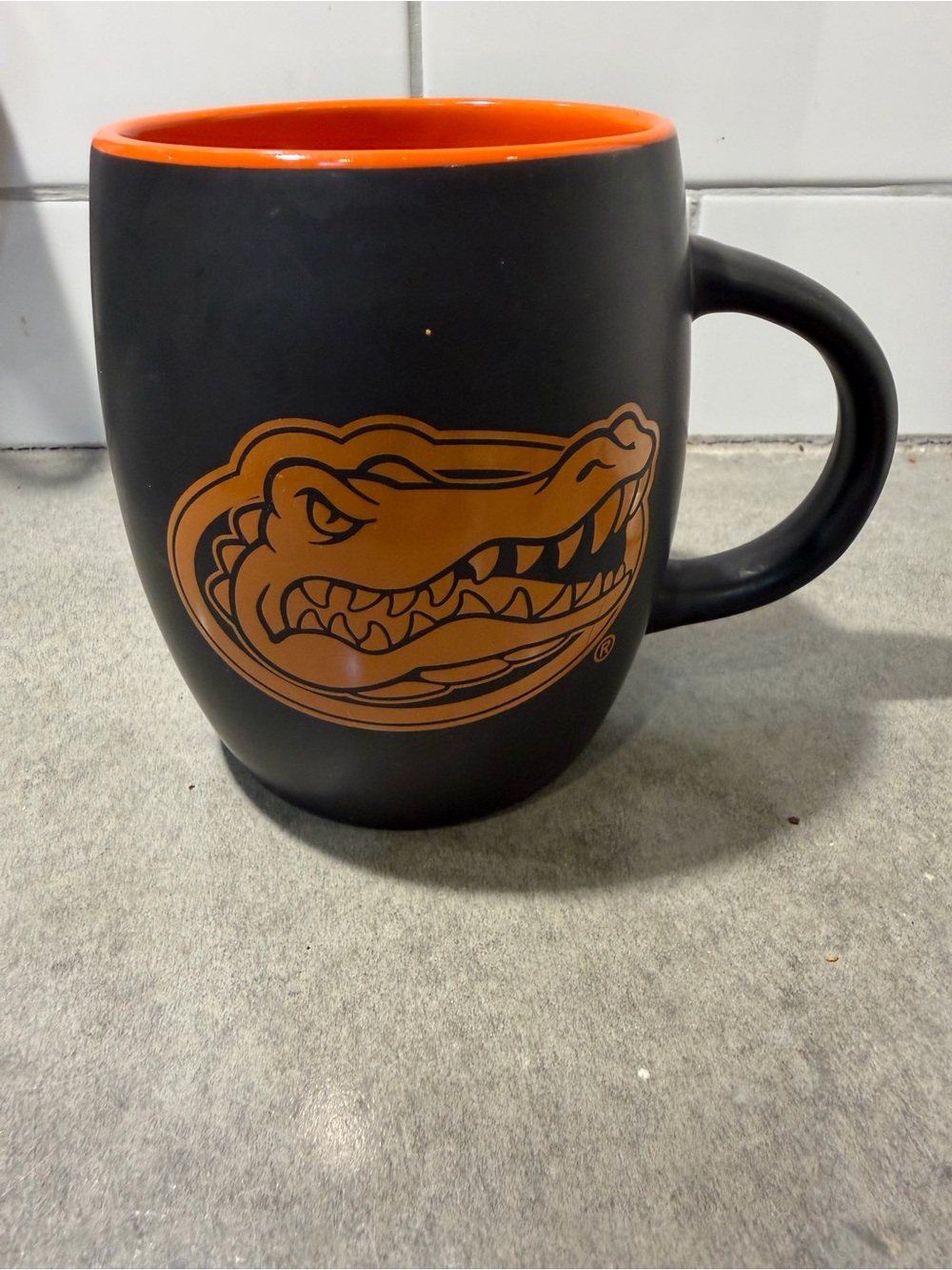 Collegiate Matte Black and Orange Ceramic Mug - University of Florida Gator Logo